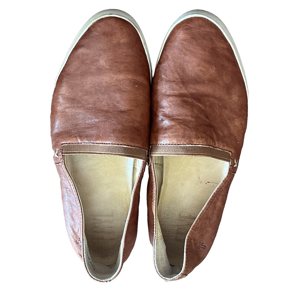 Frye Shoes Womens 8 M Melanie Slip On Brown Casual Leather Low Top Round Toe